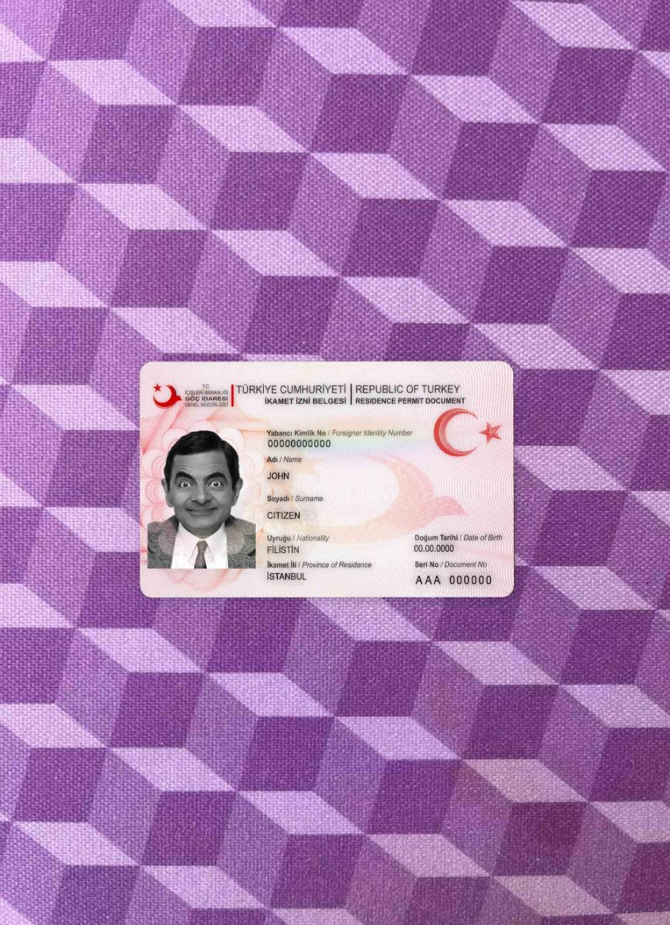 Download Turkey residence permit photolook FRONT Photoshop template